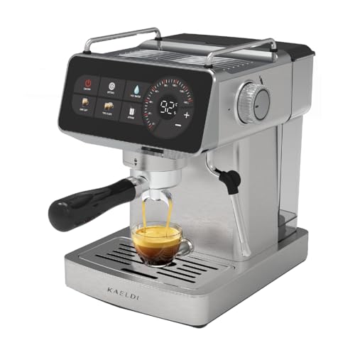 Image of Espresso Coffee Machine | 20 Bar High Pressure | Adjustable Brewing Time and Temperature | Cold Espresso Option | Steam Wand for Cappuccino and Latte | Overheating and Overpressure Protection