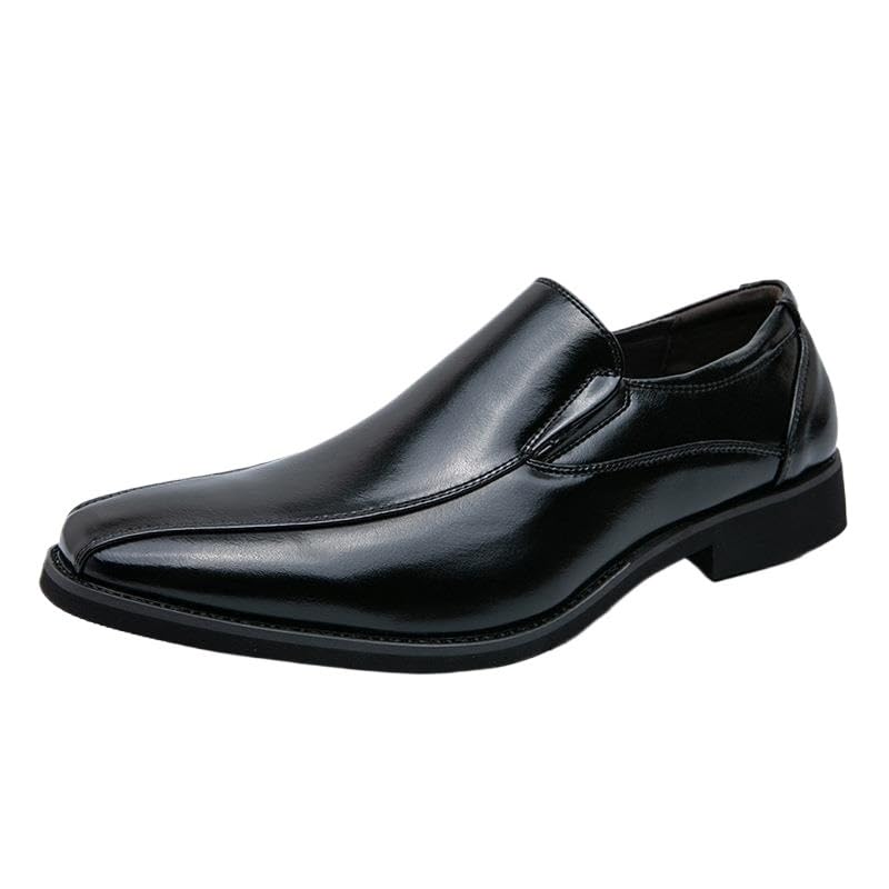 Dress Oxford for Mens Fashion Party Tuxedo Plain Toe Vegan Pu Leather Slip-on Party Wedding Rubber Sole Slip Classic