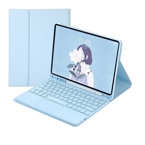 Clavier tactile avec fente pour stylo et étui TPU Galaxy Tab S9 Ultra bleu ciel