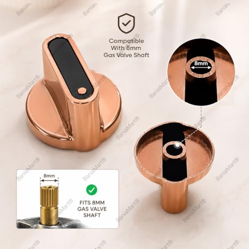 Image of Gas Stove Knobs Set, Manual Ignition Buttons, Compatible with All Gas Chulhas (1, Metal Golden)