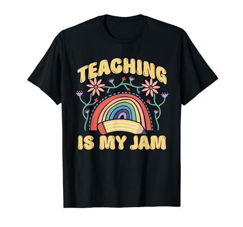 Teaching Is My Jam Rainbow Cute Back to School Team di insegnanti Maglietta