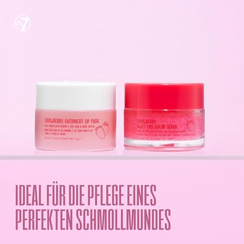 W7 Sweet Dreams Lippenpeeling & Overnight Lip Mask Duo - Erdbeergeschmack - 2er Set Lippenpflege - Lip Scrub und Lippenmaske für die Nacht - Lippenpflege Set