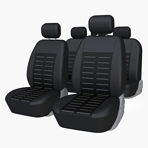 TOYOUN Housses de Sièges Voiture Universelles Housses Couverture Couvre Sieges pour Avant et Arrière Set de Housse de Protection Siège Auto pour Conducteur et Passager 5 Sièges - Noir Cover