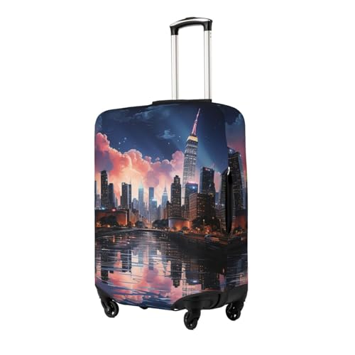 New York Cityscape Futuristic Night beautiful Elastic Travel Luggage Cover Travel Suitcase Cover for Trunk Case 19''-32'' Luggage Protective Cover2