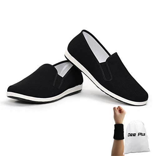 Dee Plus Kung Fu Tai Chi Scarpe Adatte Tradizionali Marziali Tela Antiscivolo Moda Qigong Laobeijing Scarpe da Ginnastica Leggere e Traspiranti Cinese Suola in Gomma Unisex Casual - Nero