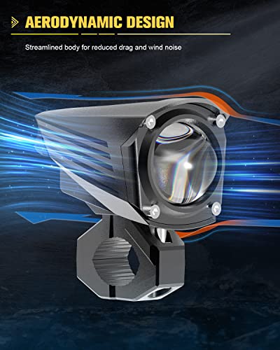Image of Motorcycle LED Fog Lights Auxiliary Driving Light 60W 18000LM Dual Color Spotlights White Amber Strobe Flashing Lights with 5 Modes Wire Harness Kit, for Car Truck Boat ATV UTV, 2PCS