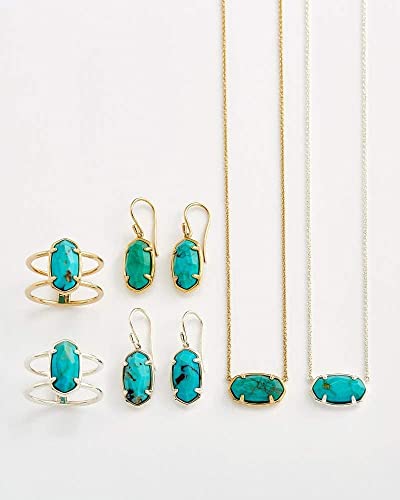 Kendra Scott Elisa Pendant Necklace And Lee Drop Earrings Bundle In 18K Gold Vermeil, Genuine Turquoise Gem, Fine Jewelry For Women #TOP4