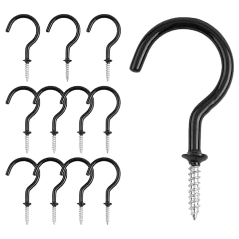 KINGLAKE 12 Pcs Black Cup Hooks Cover