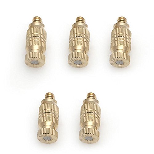 BCHZ 5pcs 2-section Fine Brass Misting Nozzles for Cooling System 0.2mm