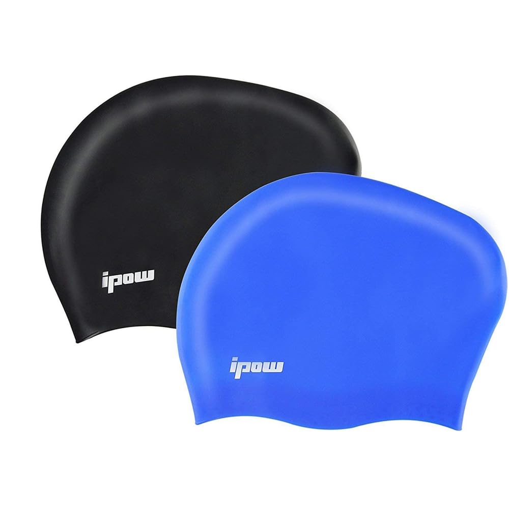 Amazon | IPOW スイムキャップ 水泳帽 シリコーン ロングヘアーにも