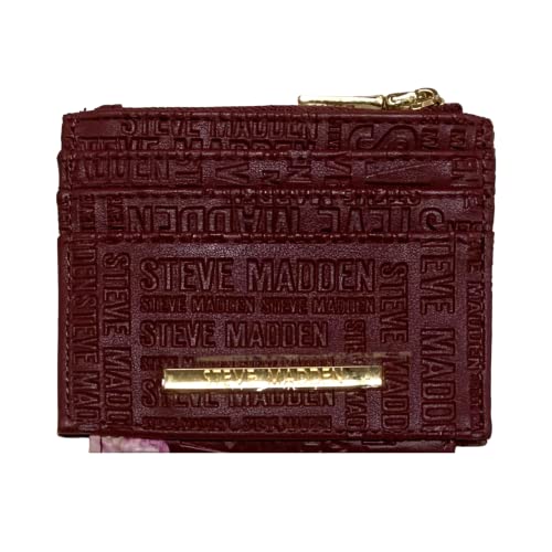 Steve Madden Embossed & Print Card Case Wallet (Wine) #TOP2