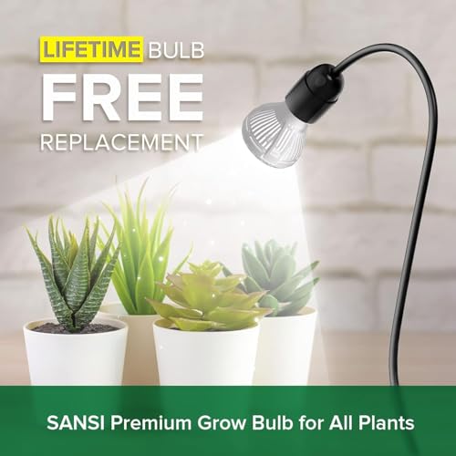 Image of SANSI LED Grow Lights for Indoor Plants, 150W Full Spectrum Gooseneck Clamp Grow Lamp, 10W Power Plant Light with High PPFD for Seeding, Lifetime Free Bulb Replacement Plant Lights for Indoor, 1 Head
