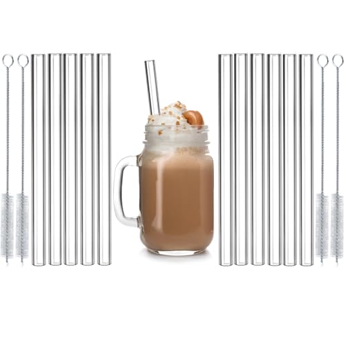 6 Inch 10mm Clear Glass Straws Shatter Resistant Set for Smoothie