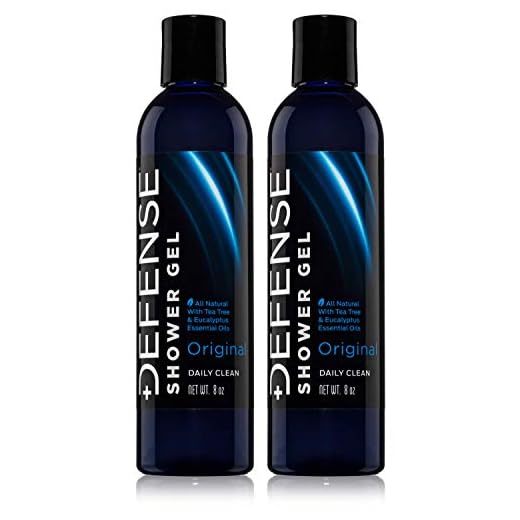 Defense Soap Body Wash Shower Gel 8 Oz (Pack of 2) - 100% Natural Tea Tree Oil and Eucalyptus Oil Helps Wash Away Ringworm, Jock Itch, Psoriasis, Yeast, and Athlete's Foot