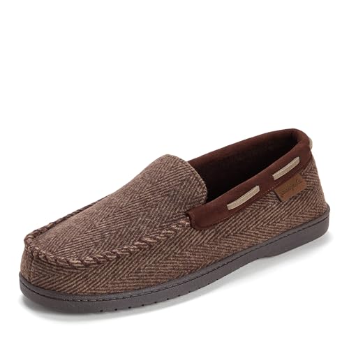 Image of Dearfoams Men's Keaton Moccasin House Shoes With Memory Foam, Indoor Slippers With Wide Widths