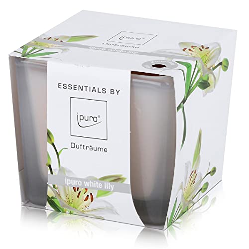 Essentials by Ipuro Bougie parfumée Lys blanc 125 g – Le parfum pur de la fleur blanche – Une expérience parfumée florale et délicate (lot de 1)