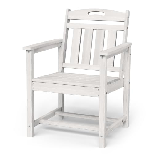 Image of Patio Chairs, HDPE Outdoor Dining Chairs with Wide Seat, All Weather Oversized Porch Chair for Garden, Backyard, Deck - White