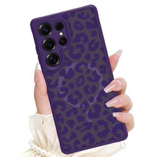 Coque Samsung S25 Ultra SAKUULO silicone léopard violet compatible MagSafe