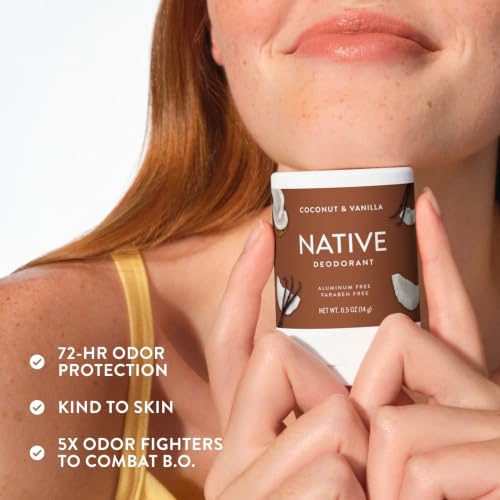 Native Deodorant, Aluminum Free, Coconut & Vanilla, for Women and Men, Travel Size 0.5oz (Pack of 4) - image 2