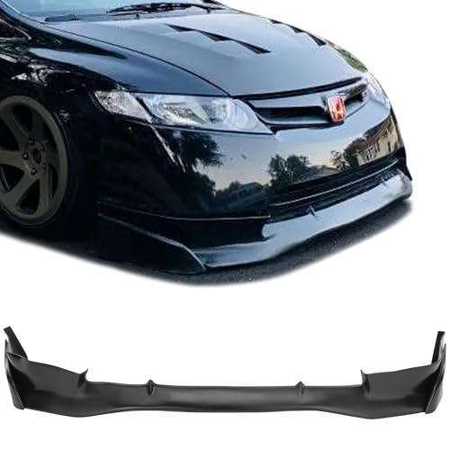 GT-Speed Compatible with/Replacement for Front Bumper Lip MU Si Style PU Front Lip Spoiler Black Fits 2006 2007 2008 Honda Civic 4-Door Sedan