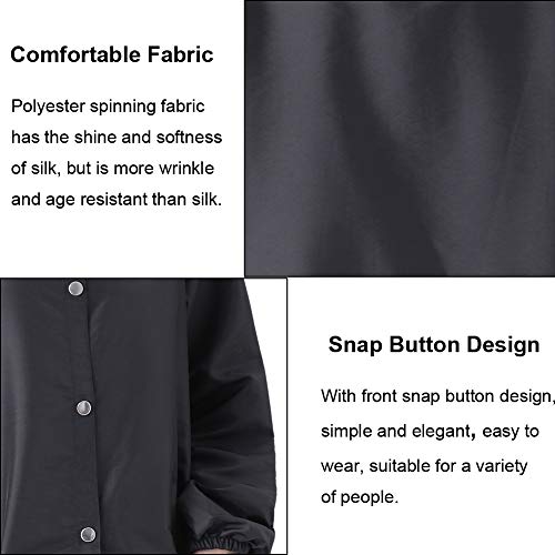 KAHOT Professional Salon Barber Smock Stylist Jacket Cosmetology Uniform Hairdressing Cape Workwear Pet Grooming Coveralls (Black, L) - Thumbnail 6