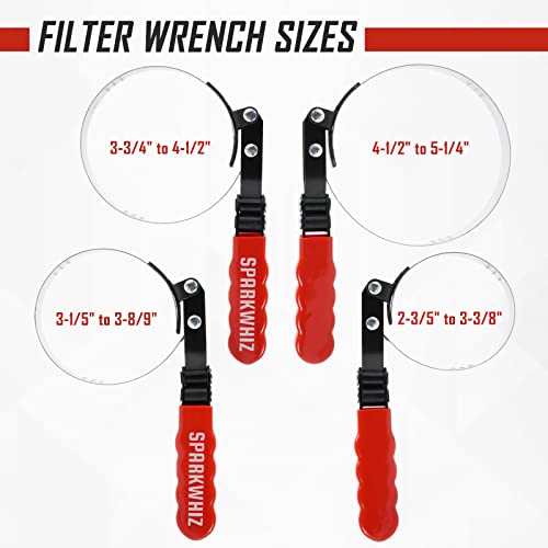 Sparkwhiz Oil Filter Wrench Set, Oil Filter Removal Tool 2-3/4" - 5-1/4", 12" Adjustable Oil Filter Pliers #TOP3