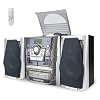 Bluetooth Vinyl Stereo Record Player, 3-Speed Stereo Turntable CD Player Music System with Dual Cassette Deck, Digital Alarm Clock FM Radio Coded CD Tape with Remote Control