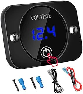 12V LED Digital Voltmeter, Waterproof Voltage Gauge Meter Battery Tester with Blue Light Digital Screen Touch Display Panel for Car Boat Marine Vehicle Motorcycle Truck Camper ATV UTV