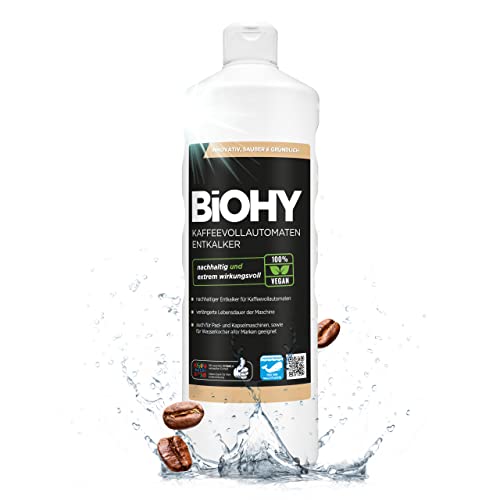 BiOHY Helautomatisk avkalkare för kaffemaskin (1l flaska) | Idealisk för avkalkning av alla kaffe- och espressomaskiner | Passar alla välkända märken (Kaffee Entkalker)