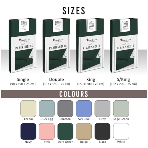 Drap-Housse Vert Foncé Infroissable et Résistant en Microfibre
