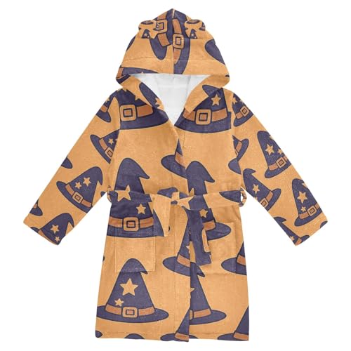 GuoChe Bathrobe For Children Cute Witch Hat Pattern for Halloween Hooded Robes