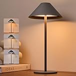 Bojim Grey Table Lamp LED Touch Battery Operated USB Rechargeable for Home, Modern Small Brass Lamps Portable Wireless Bedside Reading IP54 Waterproof Cordless Lights Outdoor Garden Kitchen