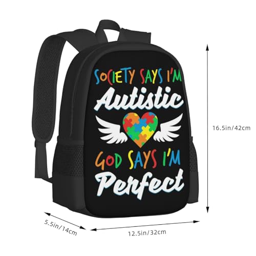 Autism Awareness Backpack Large Capacity Backpacks Leisure Travel Daypack 12.5X5.5X16.5 inch2