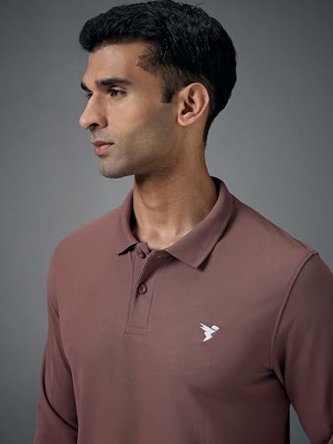 Image of TECHNOSPORT Mens Slim Fit Polyester Active Wear Collar Polo T-Shirt with Long Sleeves for Workout, Sports