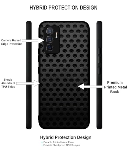 Image of Black Circle Design Premium 2D Printed Metal Back Case Cover for Vivo V23E 5G / Y75 4G