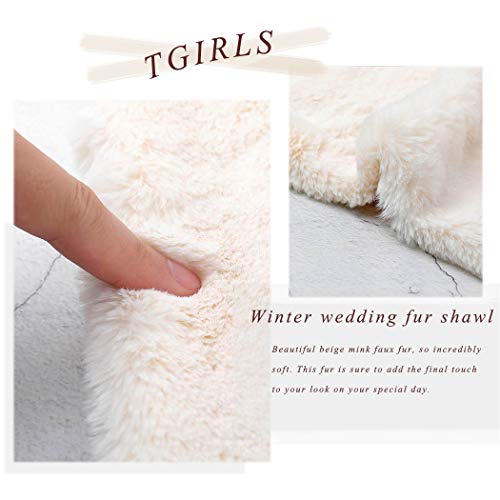 Tgirls Women's Faux Fur Shawl and Wraps Wedding Bridal Fur Stole Winter Fur Scarf for Bride and Bridesmaids4