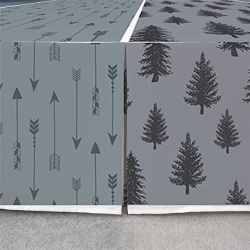 Rustic Farmhouse Bed Skirts King Size, Retro Cabin Lodge Bed Skirt Country Bear Deer Bedskirt For Kids Teens Adult Men, Hunting Wild Animal Plaid Checkered Bedding Set 3Pcs With 2 Pillow Cases,Blue #TOP3