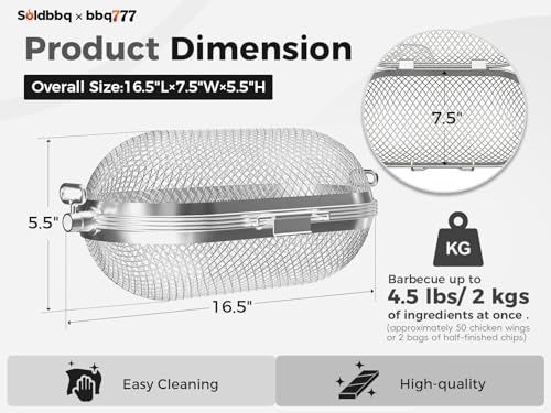 64000 Rotisserie Baskets for Napoleon Outdoor Grills, Universal Stainless Steel BBQ Rotisserie Basket Accessory for Weber, Big Green Egg, for Most Spit Rods of Grills Rotisserie,Capacity up to 4.5 lbs by soldbbq - Image 2