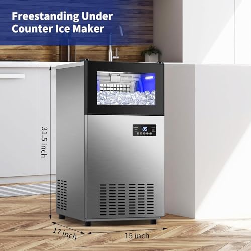 Fabricadora de hielo comercial 160 lbs/24H acero inoxidable miniatura 3