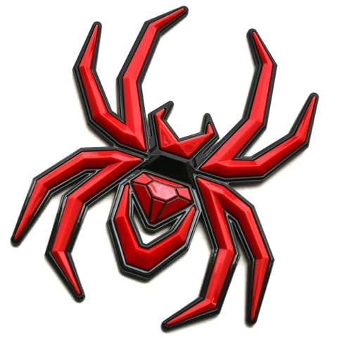 Image of 2Pcs Custom Spider Emblems Left Right Car Badge for Universal Car Body Motorcycle SUV Widow Door Edition Decoration (Red)