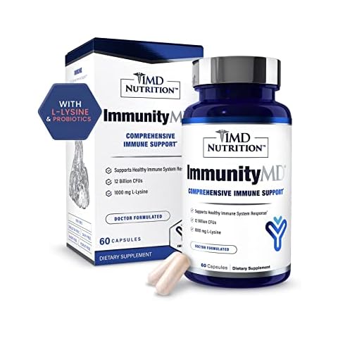 1MD Nutrition ImmunityMD - Immune Health Probiotic | Potent, Doctor-Selected Probiotic Strains with Prebiotic - Promote Overall Immune System Strength, Reduce Everyday Stress | 60 Capsules Cover