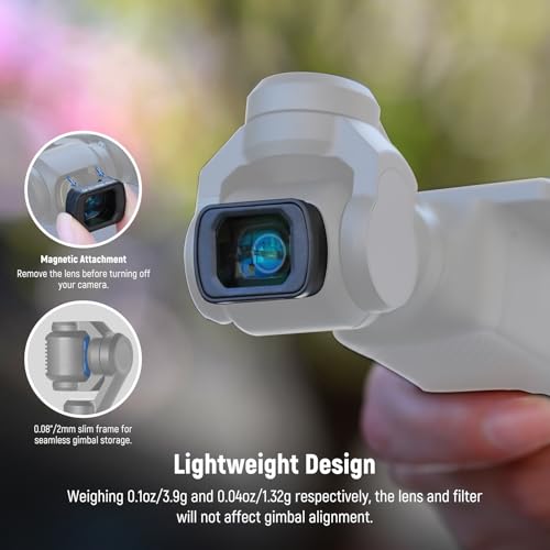 NEEWER Lens Filter Set Compatible with DJI Osmo Pocket 3 / Pocket 4 / Xtra Muse, Magnetic CPL Filter, 0.75x Wide Angle Lens 108° FOV, Screen Protector Accessories, FL-B29 - image 6