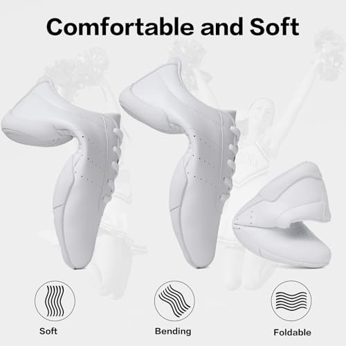 Cheer Shoes Girls White Cheerleading Dance Shoes Athletic Tennis Competition Sport Training Sneakers Youth Lightweight Cheer Shoes4