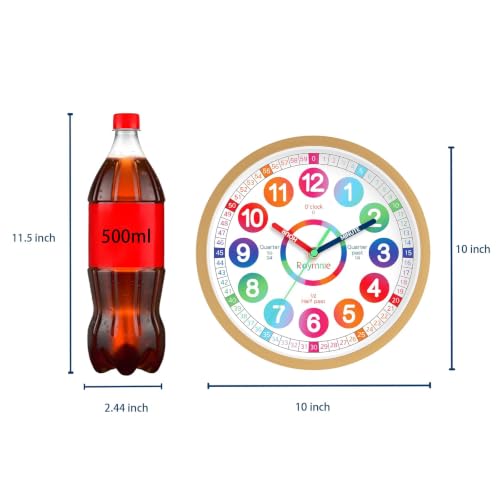 Image of Roymnie Wall Clock 10 inch for Kids Learning Teaching Silent Battery Operated | Learning to Tell Time Easily Non Ticking Analog Colorful Teaching Time Clock Decorative for Kids Room Classroom School Modern