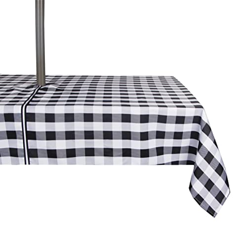 Image of EHouseHome Outdoor Indoor 60x84 inch Rectangle Tablecloth with Umbrella Hole and Zipper, Waterproof Zippered Patio Table Cloths, Spring /Summer Table Covers for Backyard Circular Table /BBQs /Picnic