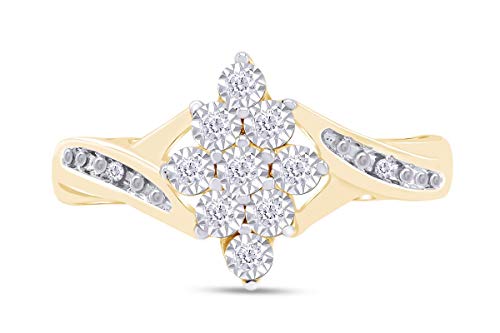 Jewel Zone US Natural Diamond Engagement and Wedding Accent Cluster Ring in14k Gold Over Sterling Silver (0.05 Cttw)2