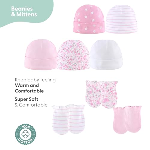 The Peanutshell Baby Layette Gift Set for Girls - 23 Piece New Born Girl Gift Set, Baby Clothes & Newborn Essentials Must Haves - Newborn Clothes 0-3 Months - Floral
