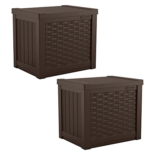 Suncast 22 Gallon Indoor Or Outdoor Backyard Patio Small Storage Deck Box With Attractive Bench Seat And Reinforced Lid, Java (2 Pack) #TOP5