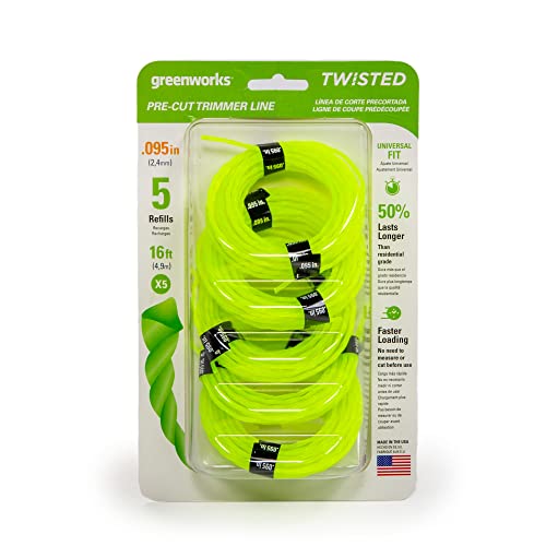 Greenworks 0.095 5-Pack Pre-Cut Twisted String Trimmer Line