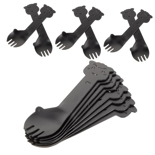 NUOLUX 100個 使い捨てプラスチックスプーン 軽量耐久デザートフォーク兼用 ケーキやアイスクリームに パーティーテーブルウェア家 飲食店